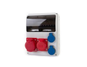 Rozdzielnica LAGO 11M - gniazda 16A 5p, 32A 5p, 2x230V + zabezpieczenia (RCD 4P 40A typ AC, MCB 3P C32A, 3P C16A, 1P B16A ) IP44