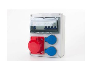 Rozdzielnica R-240 8M - gniazda 32A 5p, 2x230V + zabezpieczenia (RCD 4P 40A typ AC, MCB 3P C32A, 1P B16A ) IP44