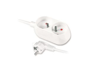 Przedłużacz z dwukrotnym gniazdem 2x2p+Z 16A 5m biały