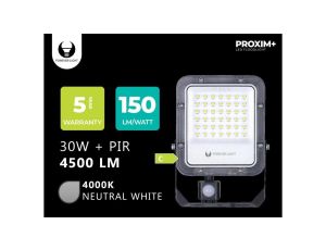 Naświetlacz LED PROXIM+ 30W 4000K 4500lm PIR 230V IP65 Forever Light 150lm/W 5 LAT GWARANCJI