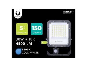Naświetlacz LED PROXIM+ 30W 6500K 4500lm PIR 230V IP65 Forever Light 150lm/W 5 LAT GWARANCJI