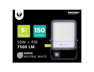 Naświetlacz LED PROXIM+ 50W 4000K 7500lm PIR 230V IP65 Forever Light 150lm/W 5 LAT GWARANCJI