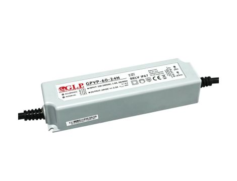 GPVP-60-24N Zasilacz do LED 60W 24V 2.5A, filtr PFC IP67 podwójna izolacja przewodów