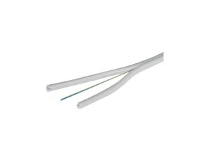 Kabel światłowodowy 2 włókna 2J SM 9/125 FTTH płaski uniwersalny wzmocnienie dwoma prętami biały LSZH Dca SecurityNet 1000m