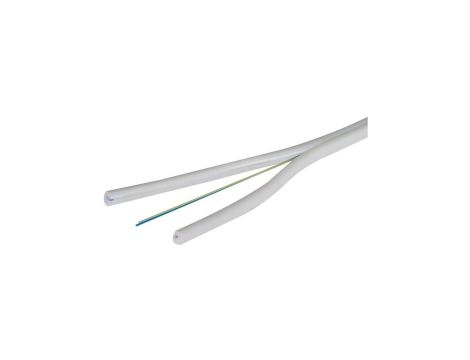 Kabel światłowodowy 2 włókna 2J SM 9/125 FTTH płaski uniwersalny wzmocnienie dwoma prętami biały LSZH Dca SecurityNet 1000m