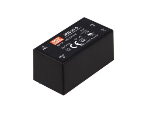 Przetwornica AC/DC, 20W, Napięcie wejściowe: 85264VAC,120370VDC, Napięcie wyjściowe: 5VDC IRM-20-5