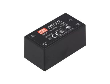 Przetwornica AC/DC, 15W, Napięcie wejściowe: 85264VAC,120370VDC, Napięcie wyjściowe: 15VDC IRM-15-15