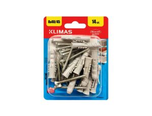 Kołki rozporowe wkręcane KRX 8x40mm z wkrętem PZ 4x45mm z łbem stożkowym do betonu, cegły ceramicznej i cegły silikatowej KLIMAS