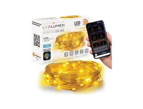 Lampki świąteczne LED girlanda smart SF-02/100 LED WW 10m USB SMART