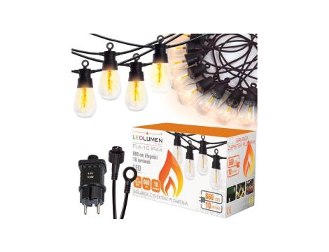 Girlanda z efektem płomienia 6.6m IP44 10 LED COB FLA-10