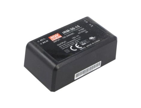 Przetwornica AC/DC, 30W, Napięcie wejściowe: 85264VAC, 15VDC, Iwyj: 2000mA, 88 IRM-30-15