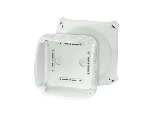 Puszka instalacyjna KF 0600 G natynkowa bez zacisków z linką łączącą pokrywę z podstawą 130x130x77mm hermetyczna IP66 szara HENS