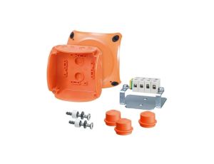 Puszka instalacyjna FK 0404 przeciwogniowa natynkowa bez zacisków 104x104x70mm hermetyczna IP66 pomarańczowa HENSEL