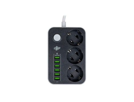 PRZEDŁUŻACZ SIECIOWY ELEKTRYCZNY 3 GNIAZDKA 6 USB 2M LP F24U6 LP