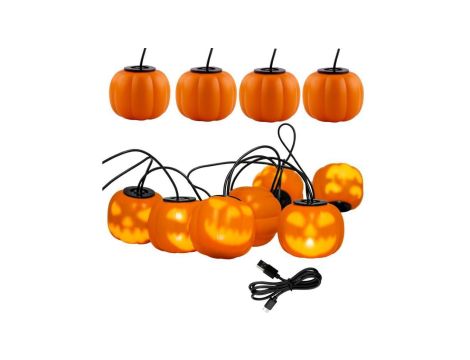 Girlanda Bateryjna 8xLED Ozdobne Dynie 4,45m Lampki Halloween + USB C