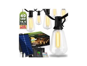 Girlanda Solarna Ogrodowa 40x LED Ozdobne Żarówki 14,5m 2700K Ciepła + Pilot GRATIS PYRIS LUMILED