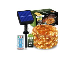 Girlanda Solarna Ogrodowa 200x LED Ozdobne Druciki 22m 3000K Ciepła + PILOT FILO LUMILED