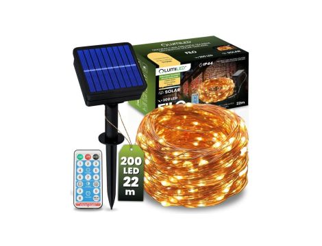 Girlanda Solarna Ogrodowa 200x LED Ozdobne Druciki 22m 3000K Ciepła + PILOT FILO LUMILED