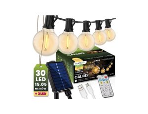 Girlanda Solarna Ogrodowa 30x LED Ozdobne Kuleczki 15,05m 2700K Ciepła + Pilot CALLIS2 LUMILED