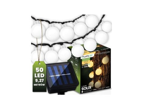 Girlanda Solarna Ogrodowa Lampki Solarne 50x Żarówka LED Ozdobne Kulki 9m 3000K SOLIX LUMILED