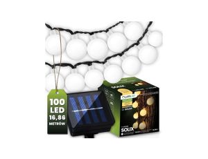 Girlanda Solarna Ogrodowa Lampki Solarne 100x Żarówka LED Ozdobne Kulki 16m 3000K SOLIX LUMILED