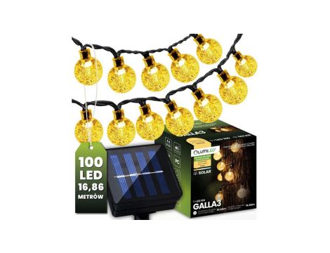 Girlanda Solarna Ogrodowa Lampki Solarne 100x Żarówka LED Kulki na Balkon 16m 3000K GALLA3 LUMILED