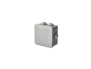 Puszka hermetyczna natynkowa z dławikami 85x85x45mm bezhalogenowa, odporna na UV, zamknięcie na klik IP55 szary