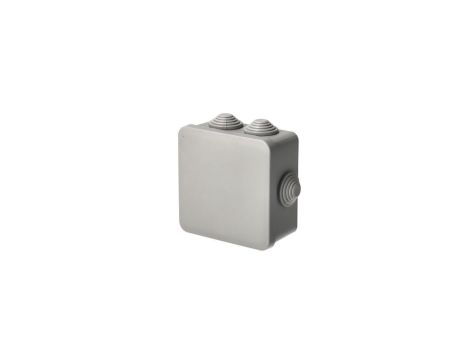 Puszka hermetyczna natynkowa z dławikami 85x85x45mm bezhalogenowa, odporna na UV, zamknięcie na klik IP55 szary