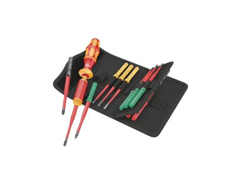 Zestaw wkrętaków izolowanych dla elektryka 15 sztuk: rękojeść dynamometryczna 1,2-3 Nm + 4x płaskie PŁ + 2x krzyżowe PH + 2x PZ