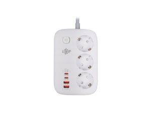 PRZEDŁUŻACZ SIECIOWY ELEKTRYCZNY 3x GNIAZDKA 2x USB 2x TYPE-C 2 METRY LP
