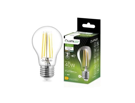 Żarówka LED E27 A60 4W = 40W 470lm 4000K Neutralna 360 Filament LUMILED