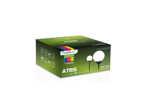 Lampa Solarna Ogrodowa LED ATRIS Wbijana Naziemna Biała Kula 15cm RGB LUMILED
