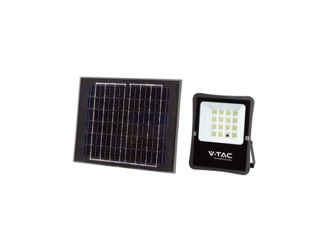 Naświetlacz LED SMD 1600lm 6400K 15000mAh IP65 czarny barwa CW biała zimna z panelem solarnym 16W VT-55200 V-TAC