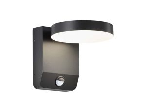 Lampa ścienna okrągła, kinkiet 350st LED 17W 2520lm 4000K czarny z czujnikiem ruchu barwa NW biała neutralna IP65 V-TAC VT-11020
