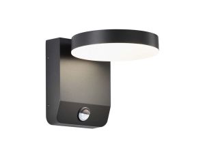 Lampa ścienna okrągła, kinkiet 350st LED 17W 2520lm 3000K czarny z czujnikiem ruchu barwa WW biała ciepła IP65 V-TAC VT-11020S-R