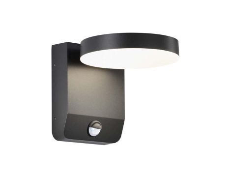 Lampa ścienna okrągła, kinkiet 350st LED 17W 2520lm 3000K czarny z czujnikiem ruchu barwa WW biała ciepła IP65 V-TAC VT-11020S-R