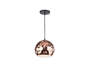 Lampa dekoracyjna wisząca miedziany klosz z przetłoczeniami fi:200mm dł:1000mm E27 max 60W IP20 V-TAC VT-8200
