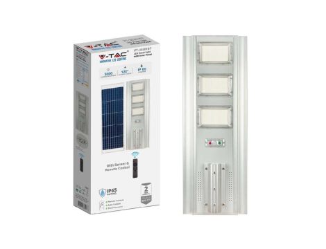 Lampa solarna LED 40W 3500lm 6500K panel fotowoltaiczny, pilot sterowania, czujnik ruchu barwa CW biała zimna V-TAC VT-30301ST