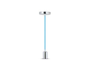 Lampa dekoracyjna wisząca oprawka chrom + przewód niebieski dł:1000mm E27 max 60W IP20 V-TAC VT-7338-BL