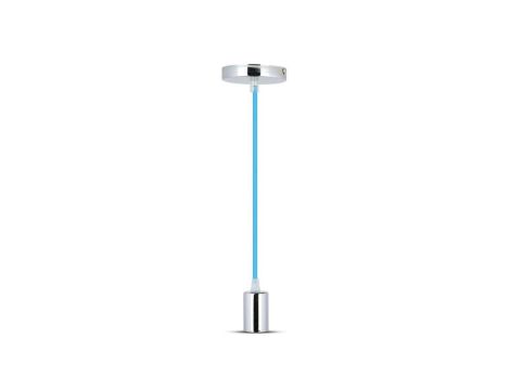 Lampa dekoracyjna wisząca oprawka chrom + przewód niebieski dł:1000mm E27 max 60W IP20 V-TAC VT-7338-BL