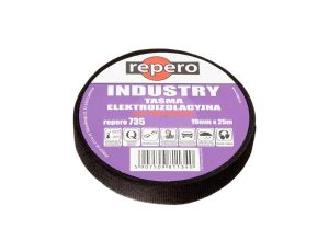 Taśma izolacyjna INDUSTRY na tkaninie 19mm x 25m Repero 735 czarna