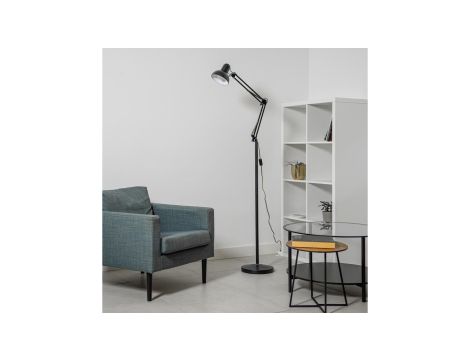 Lampa Stojąca Podłogowa Stołowa LED E27 Czarna z Regulacją Wysokości Belsa Lumiled