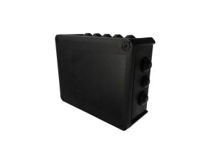 Puszka hermetyczna 240x190x95mm natynkowa z dławikami bezhalogenowa, odporna na UV, dekiel przykręcany czarny IP66