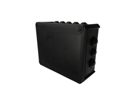 Puszka hermetyczna 240x190x95mm natynkowa z dławikami bezhalogenowa, odporna na UV, dekiel przykręcany czarny IP66