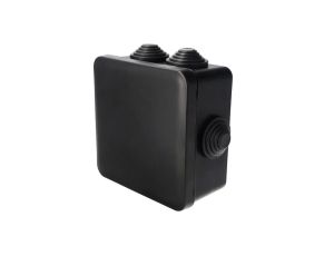 Puszka hermetyczna 100x100x50mm natynkowa z dławikami, bezhalogenowa, odporna na UV,zamknięcie na klik IP55 czarny