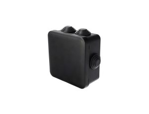 Puszka hermetyczna 85x85x45mm natynkowa z dławikami,bezhalogenowa, odporna na UV, zamknięcie na klik IP55 czarny