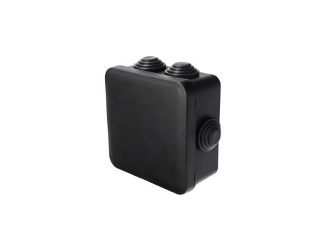 Puszka hermetyczna 85x85x45mm natynkowa z dławikami,bezhalogenowa, odporna na UV, zamknięcie na klik IP55 czarny