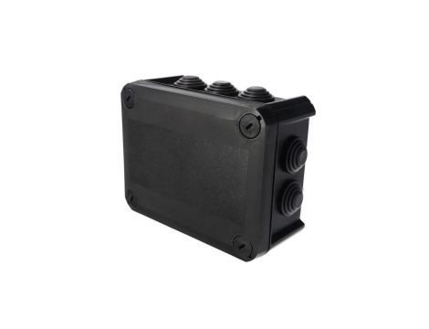 Puszka hermetyczna 150x115x65mm natynkowa z dławikami bezhalogenowa, odporna na UV,dekiel przykręcany czarny IP66
