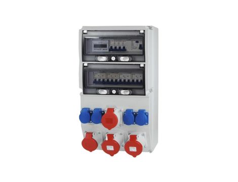 Rozdzielnica budowlana 26M 2x32A/5P 2x16A/5P 4x230V + licznik L3 i zabezp. RSX224FCL224