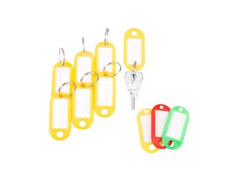 IDENTYFIKATORY BRELOKI ZAWIESZKI DO KLUCZY PLASTIKOWE ŻÓŁTE 10 SZT (4/EB/BRELOK/Ż)